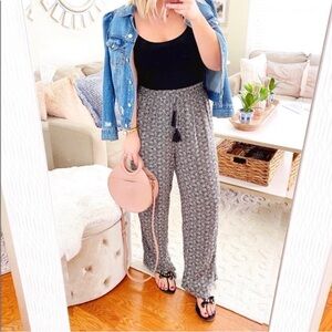 Knox Rose Womens Wide Leg Boho
Floral Flow Pants Black White